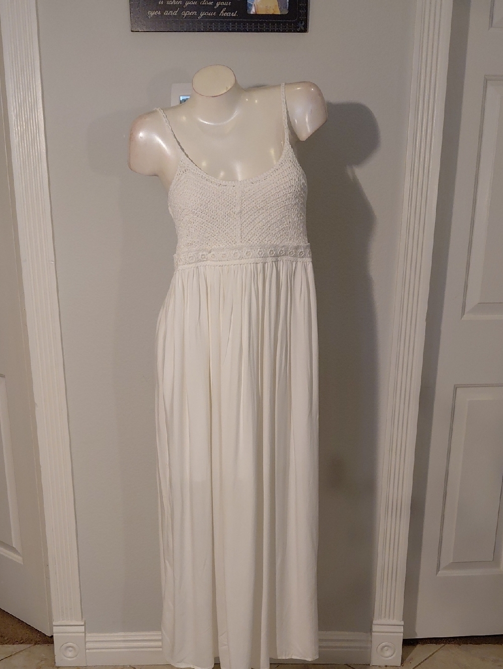 White AZ Crochet Bodice Maxi Dress